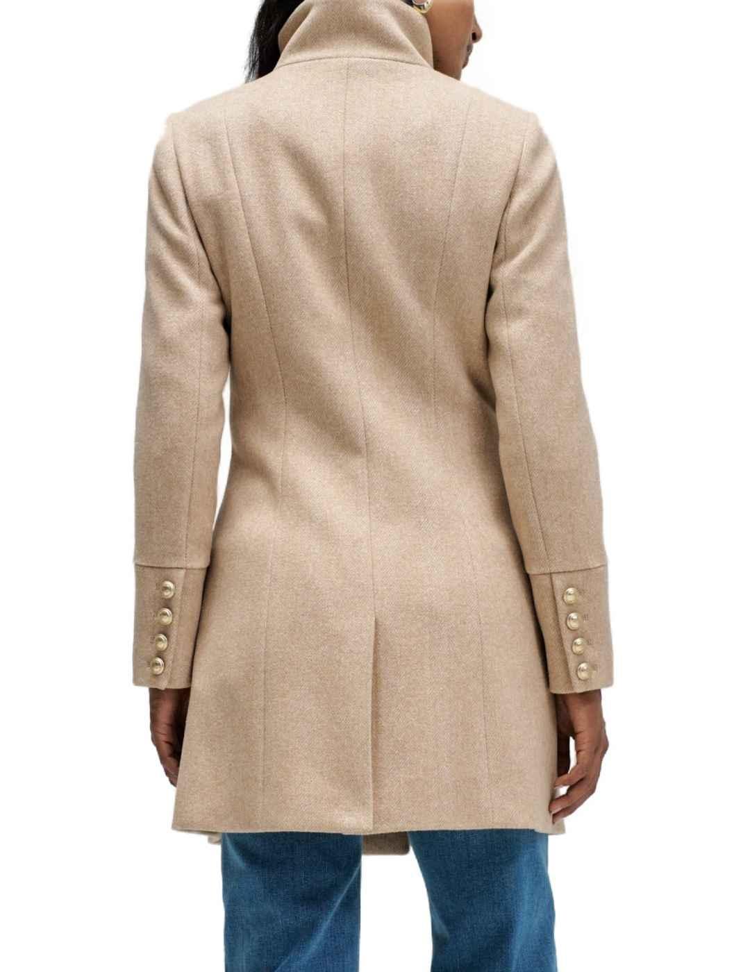 Abrigo Salsa beige botones dorados con lana para mujer