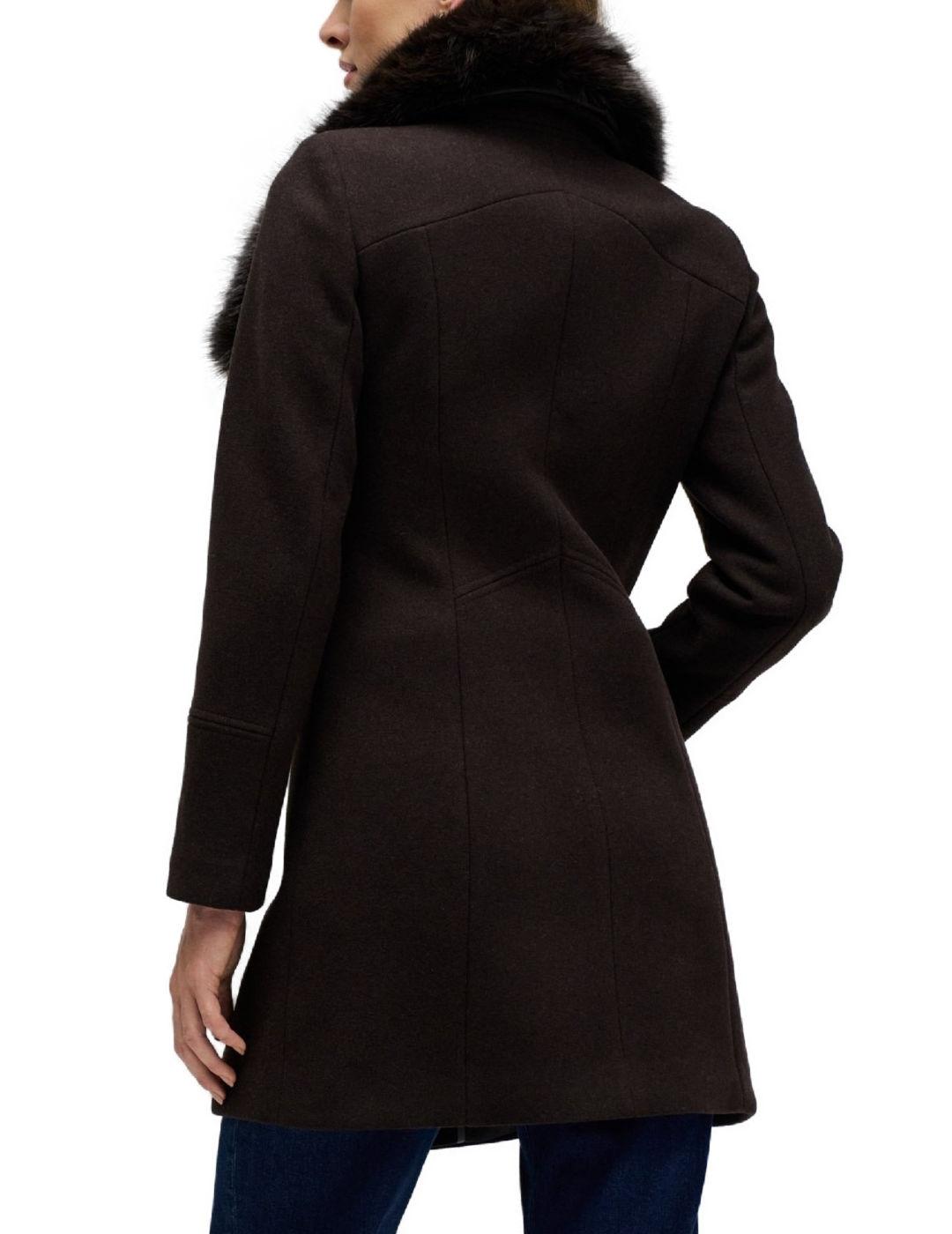 Abrigo Salsa marrón con pelo y lana para mujer