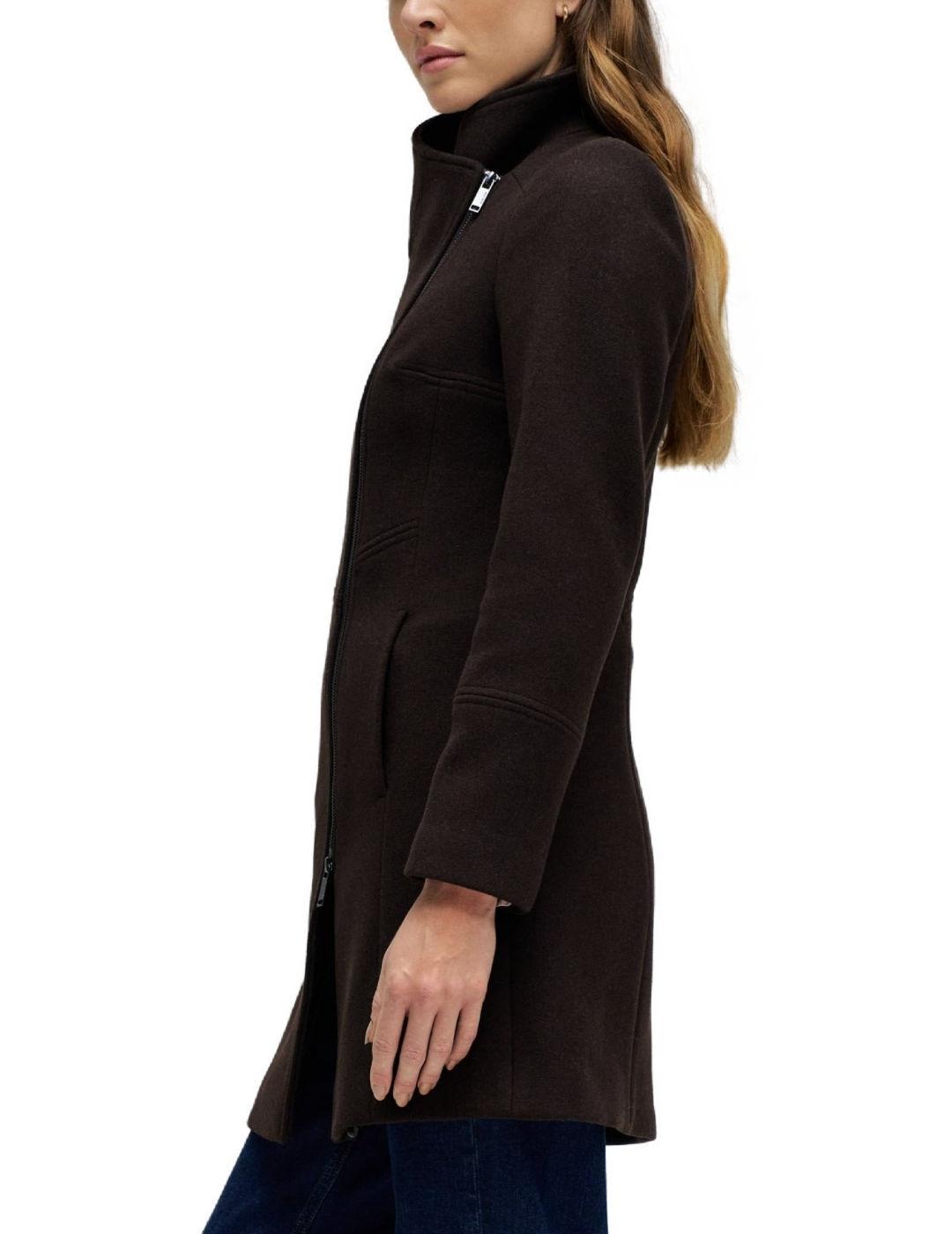 Abrigo Salsa marrón con pelo y lana para mujer