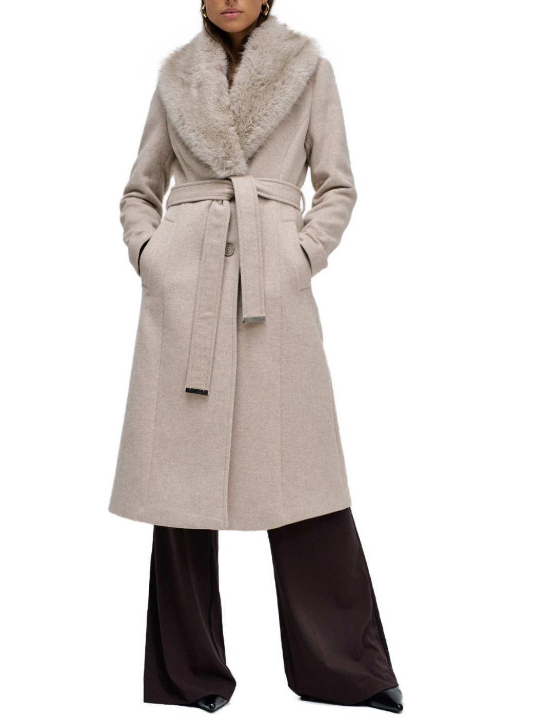 Abrigo Salsa paño crudo con cinturón largo de mujer