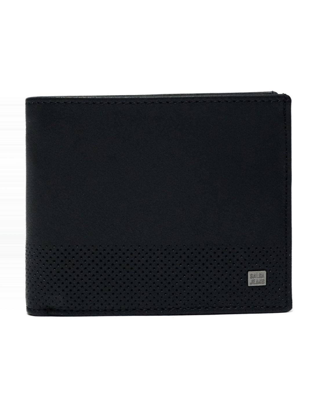 Cartera Salsa negra piel detalle logotipo para hombre