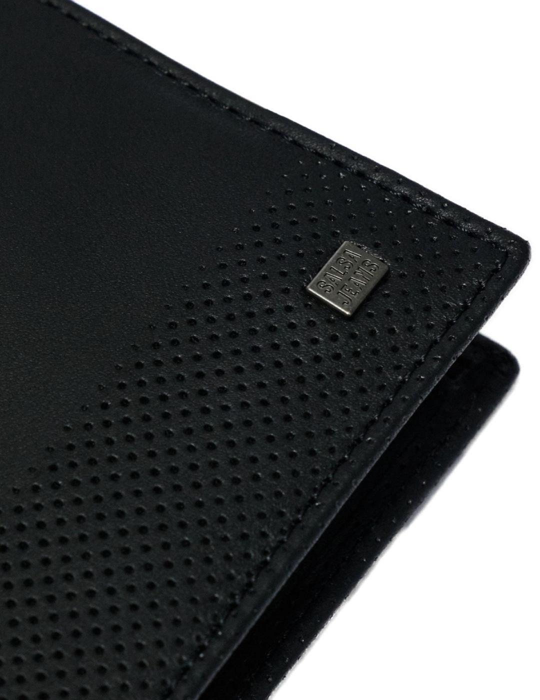 Cartera Salsa negra piel detalle logotipo para hombre