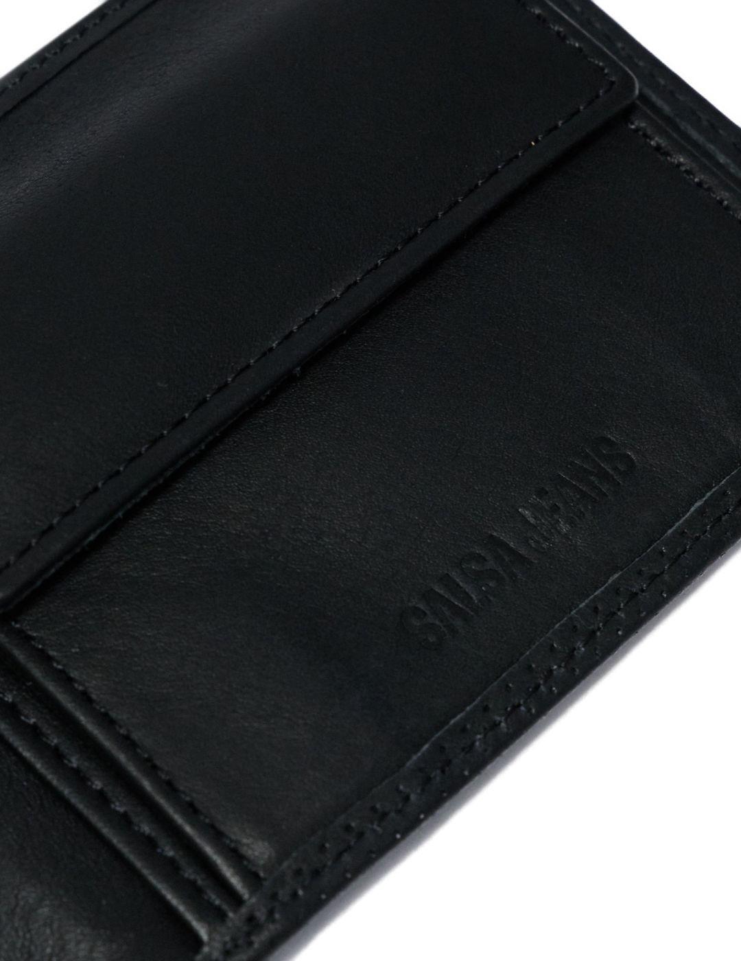Cartera Salsa negra piel detalle logotipo para hombre