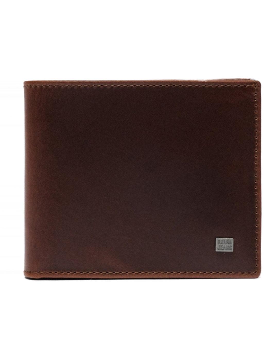 Cartera Salsa marrón piel detalle logotipo de hombre