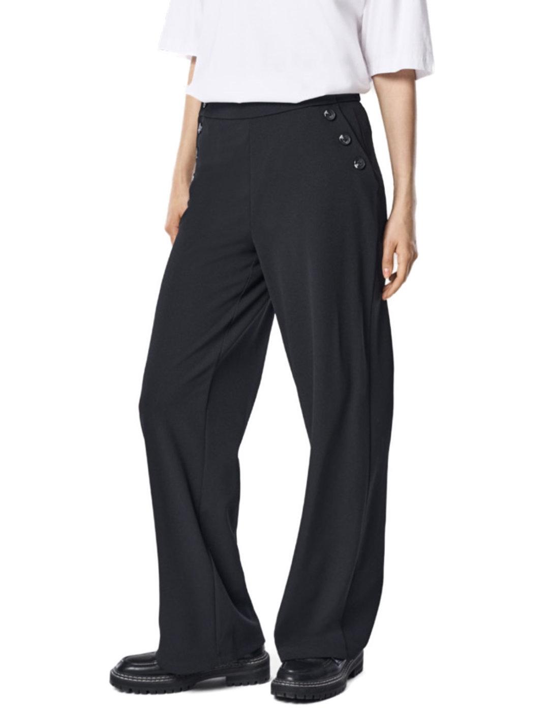 Pantalón Only Rina negro wide botones para mujer