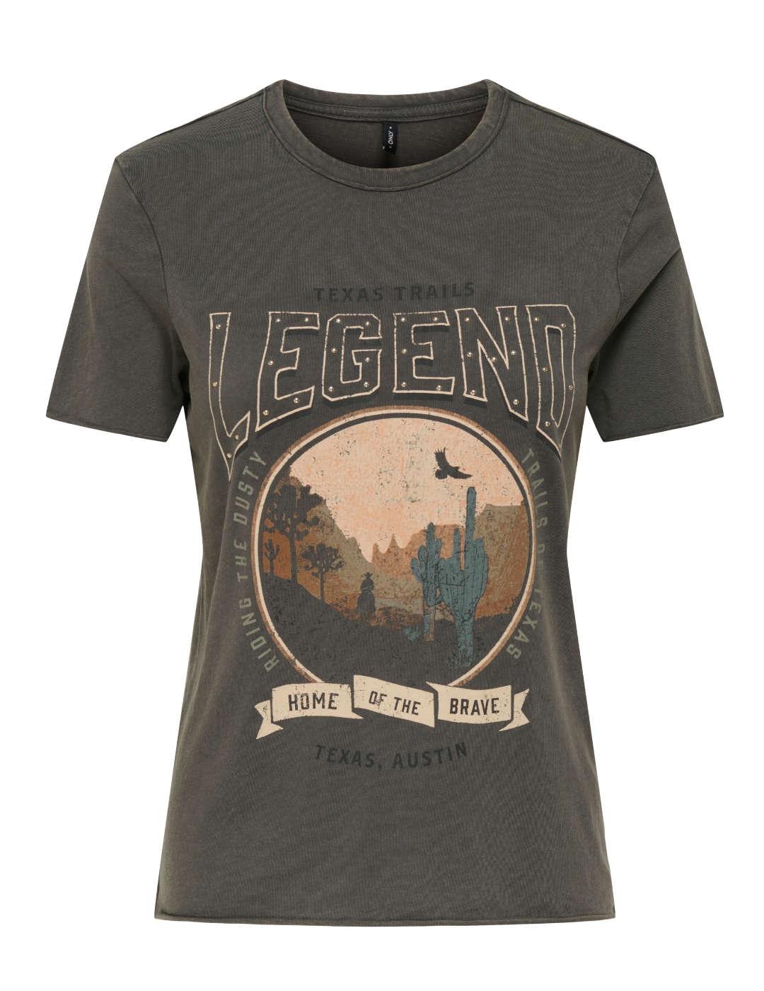 Camiseta Only Lucy gris manga corta para mujer