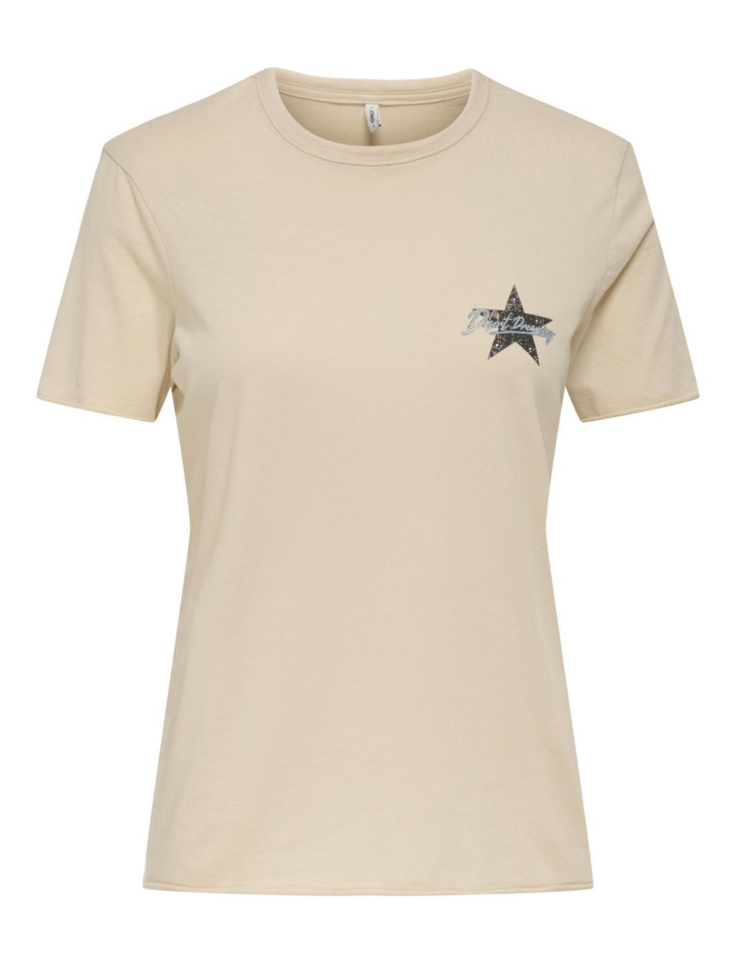 Camiseta Only Lucy beige manga corta para mujer