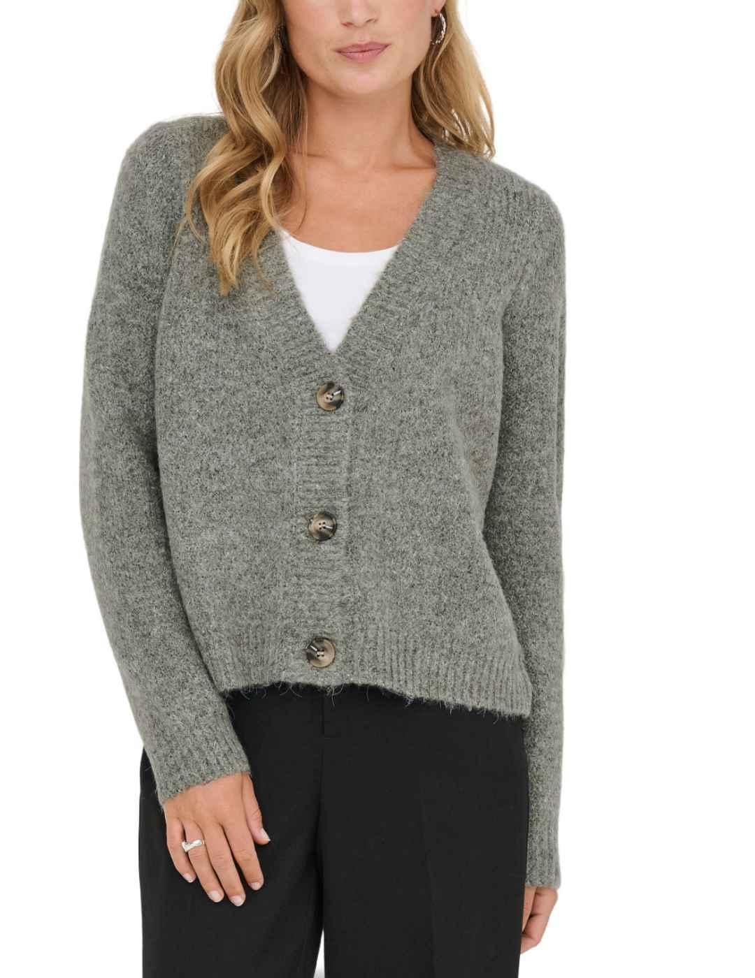 Cárdigan Only Zoey gris escote pico para mujer