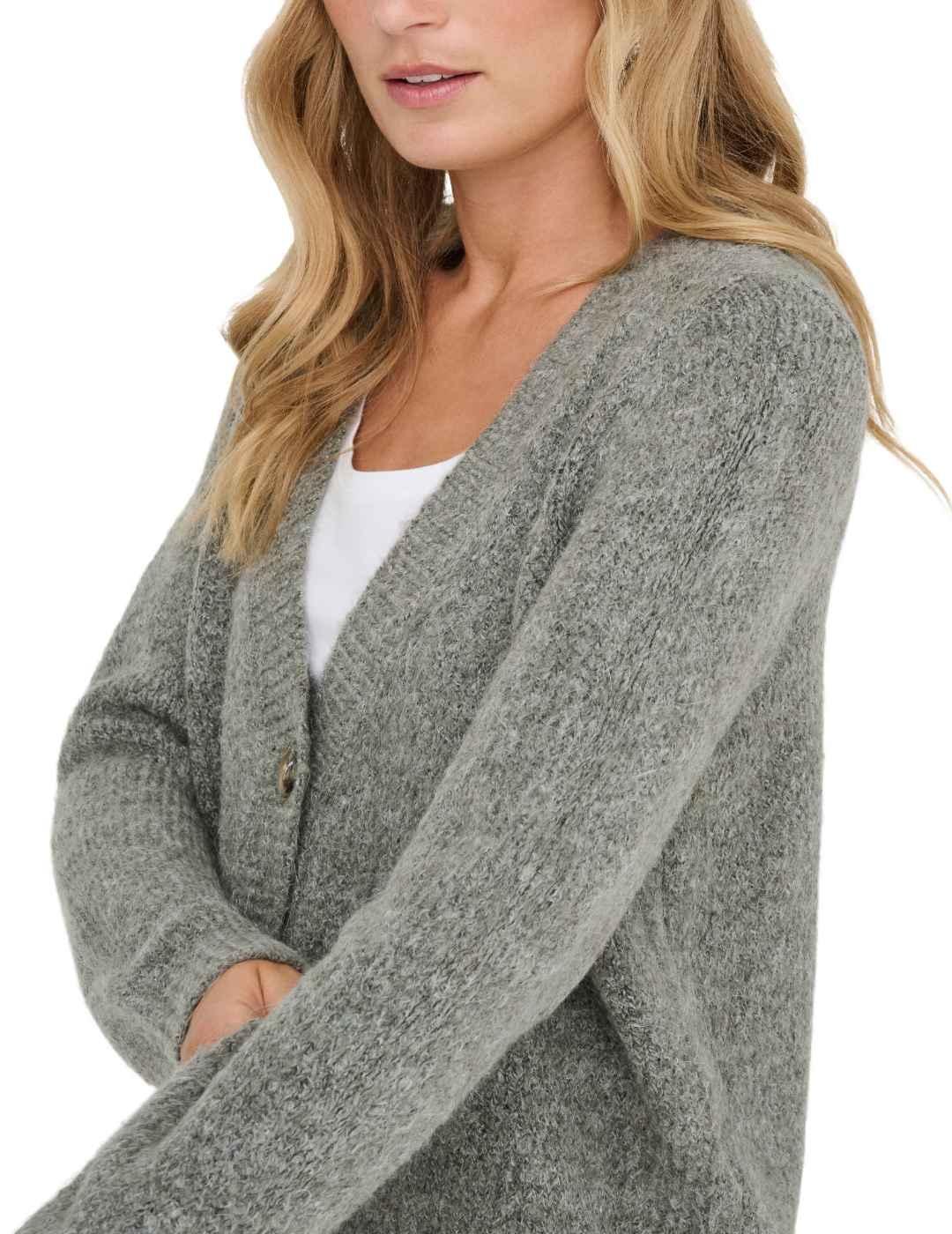 Cárdigan Only Zoey gris escote pico para mujer