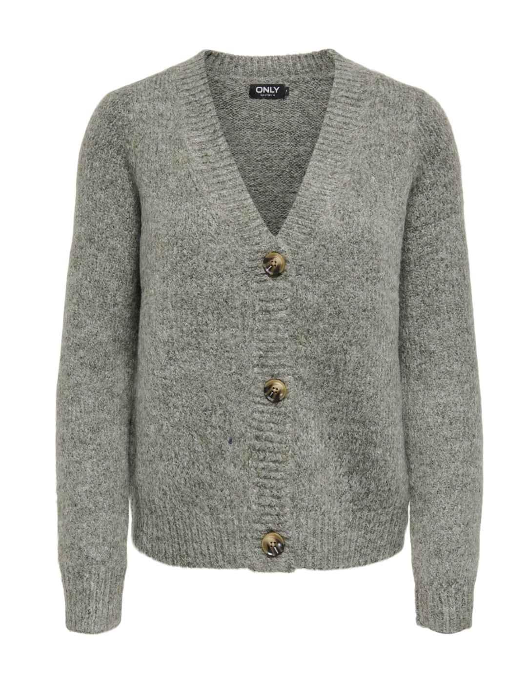 Cárdigan Only Zoey gris escote pico para mujer