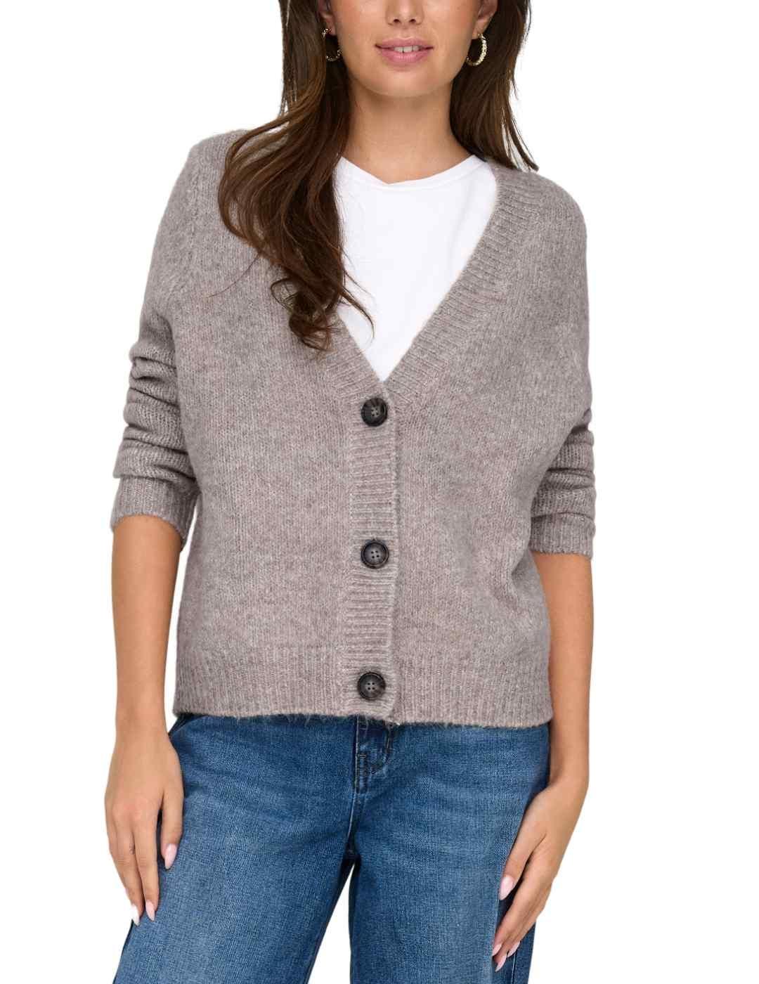 Cárdigan Only Zoey beige jaspeado para mujer