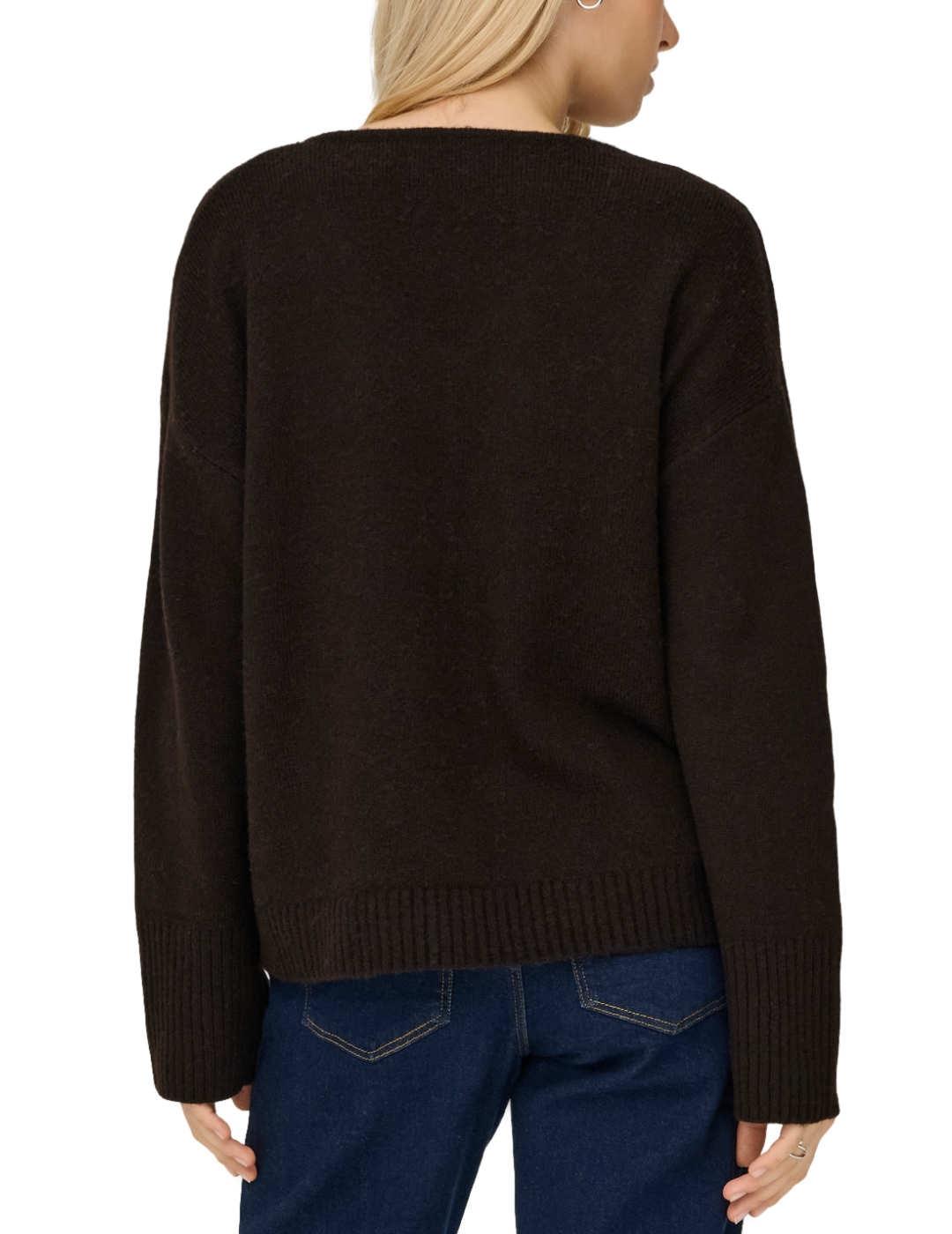 Jersey Only Whitney marrón cuello pico hombros caídos mujer