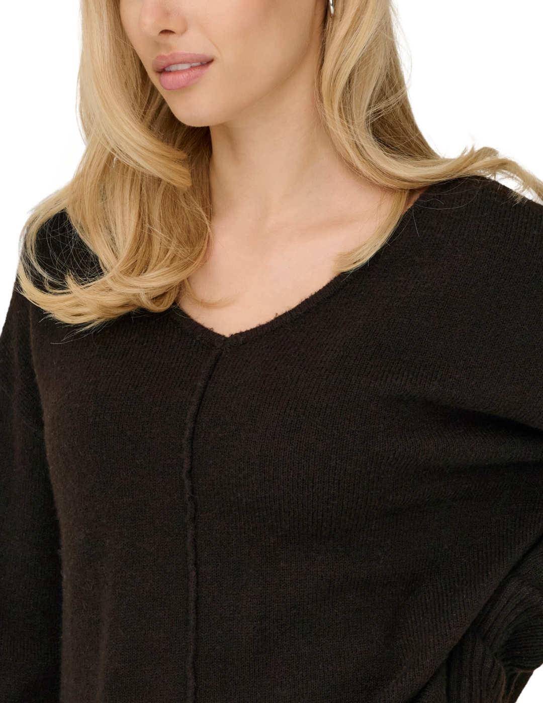 Jersey Only Whitney marrón cuello pico hombros caídos mujer