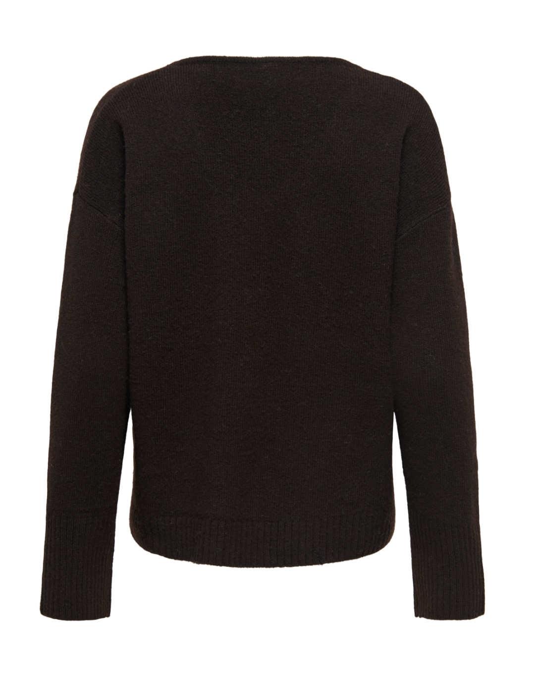 Jersey Only Whitney marrón cuello pico hombros caídos mujer