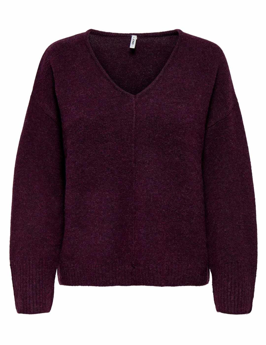 Jersey Only Whitney granate cuello pico hombros caídos mujer