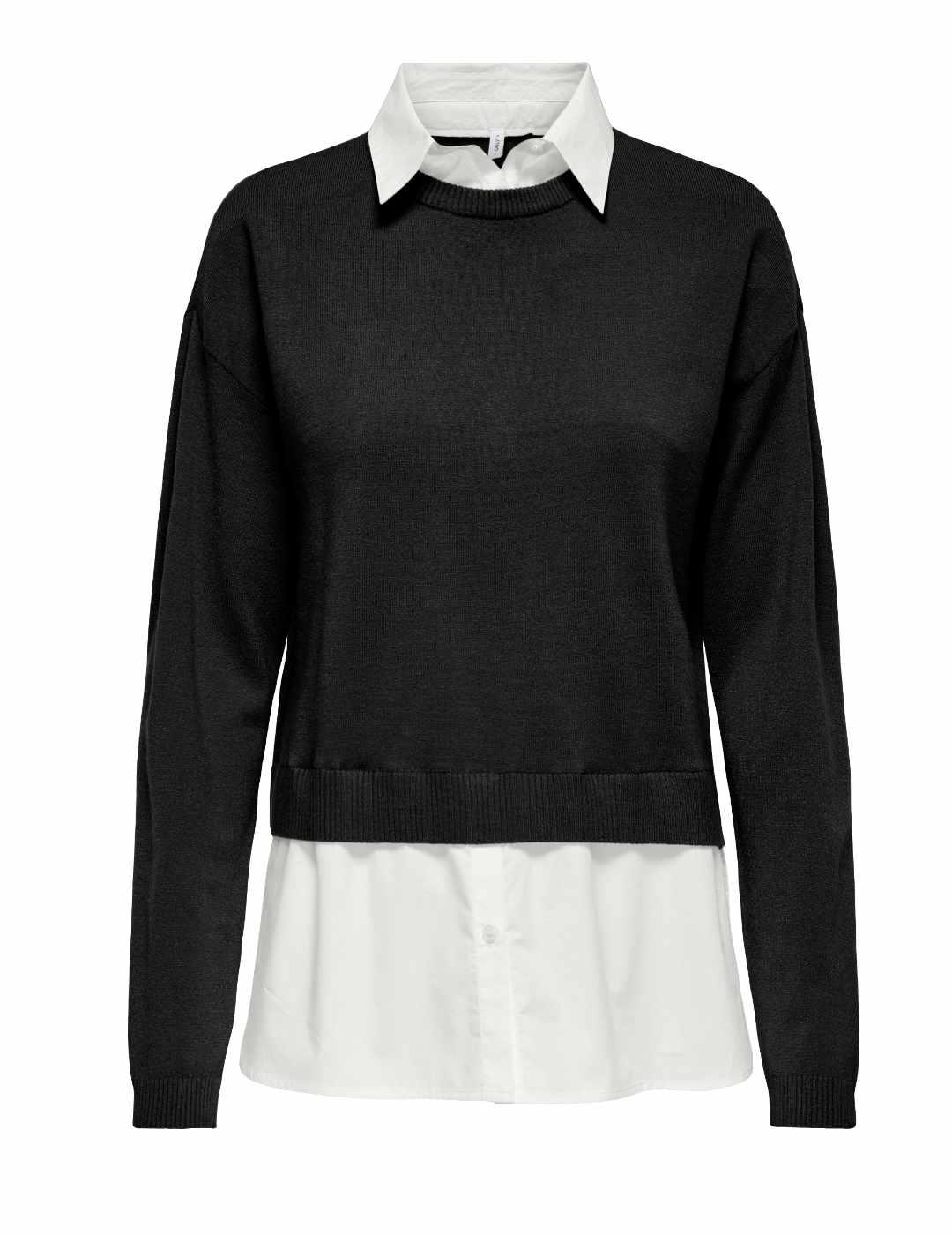 Jersey Only Payson con camisa incorporada negro para mujer