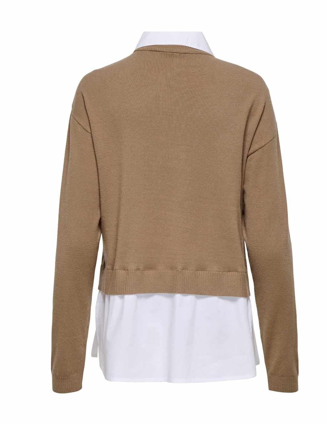 Jersey Only Payson con camisa marrón claro para mujer