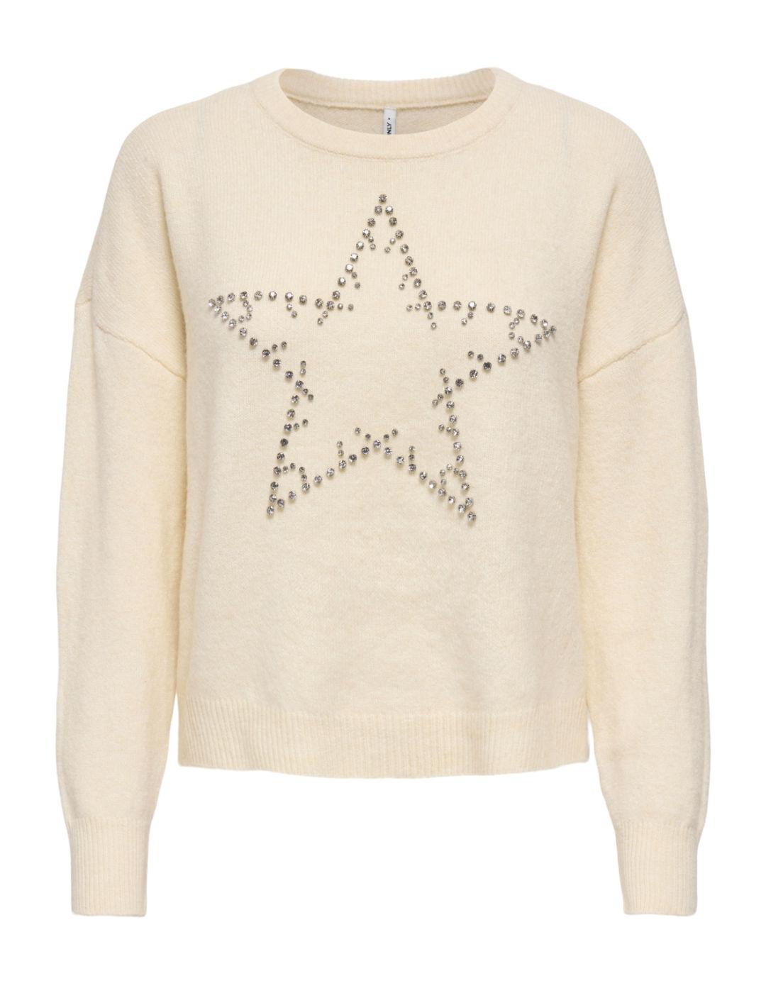 Jersey Only Renata beige estrella abalorios para mujer