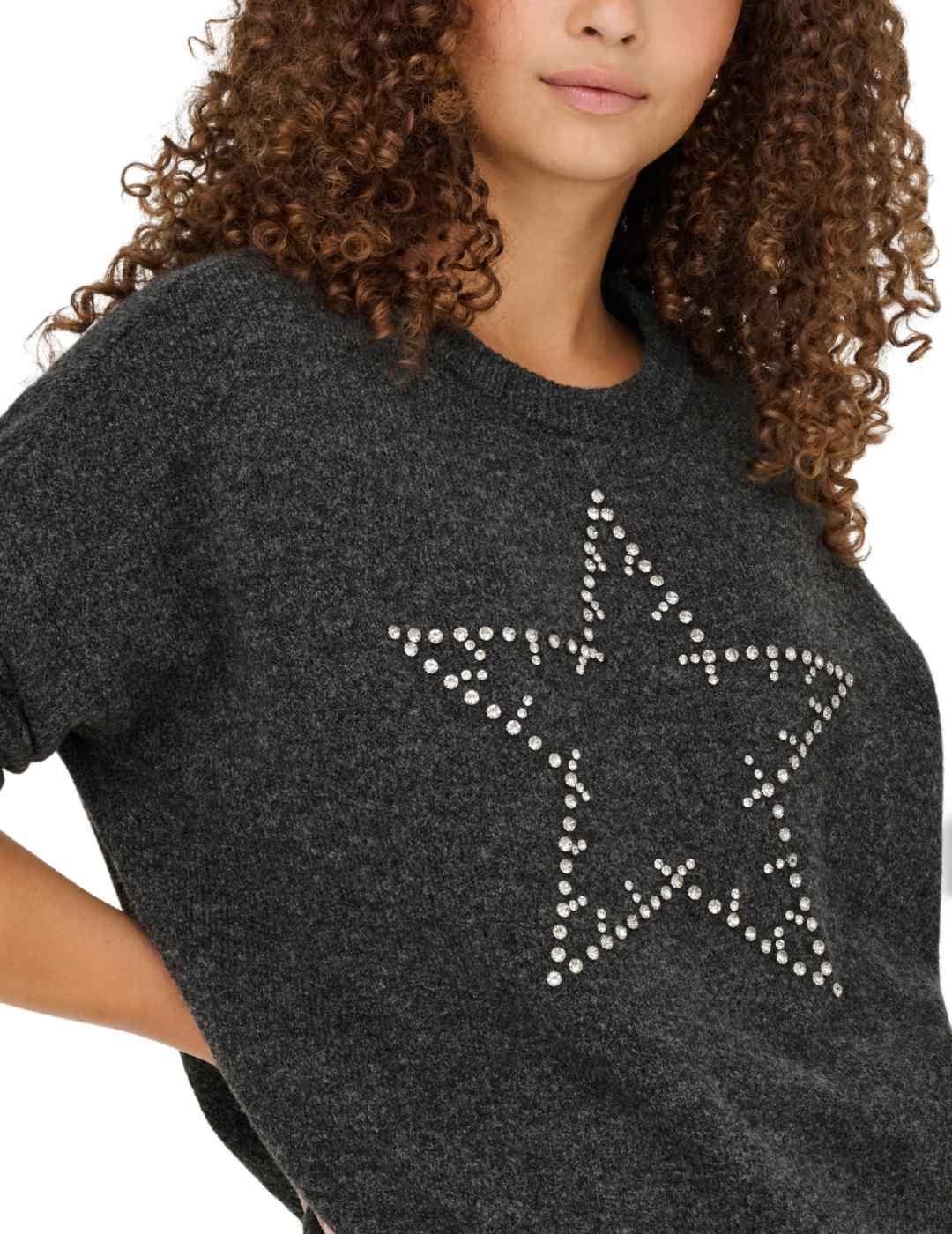 Jersey Only Renata gris oscuro dibujo estrella para mujer