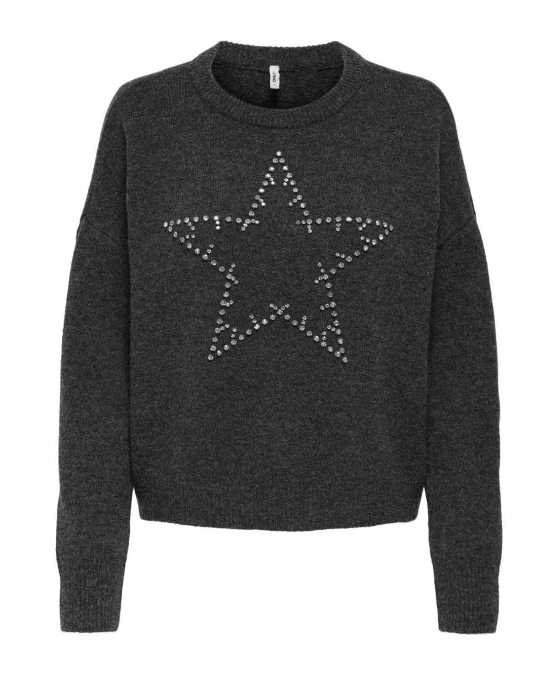 Jersey Only Renata gris oscuro dibujo estrella para mujer