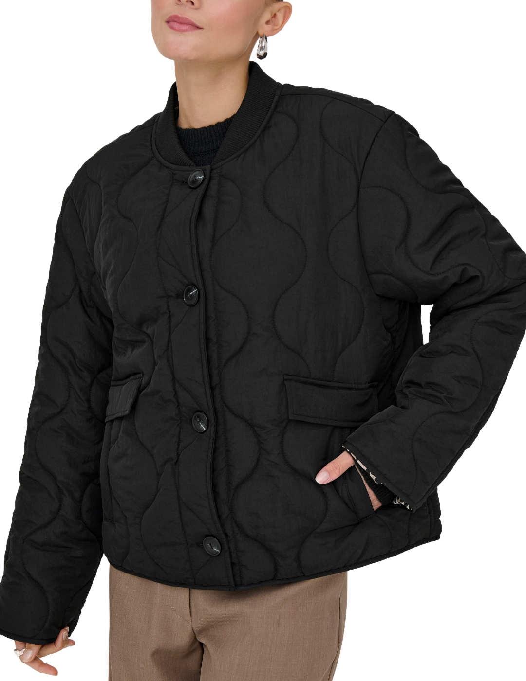 Chaqueta Only Salsa negro tejido guateado para mujer