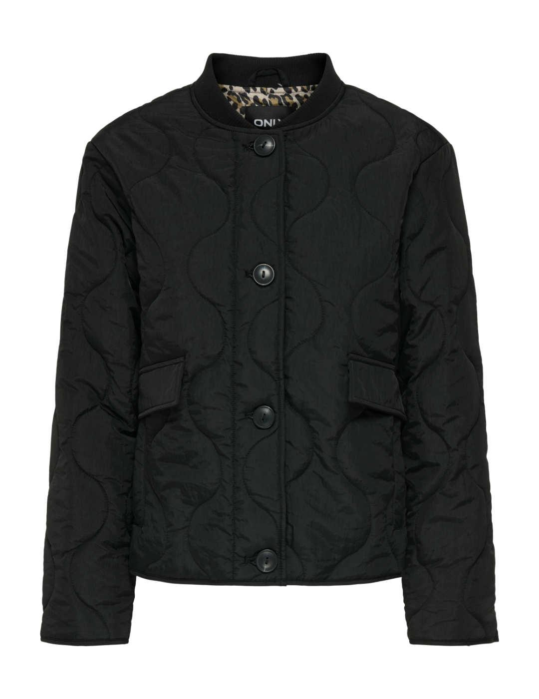 Chaqueta Only Salsa negro tejido guateado para mujer