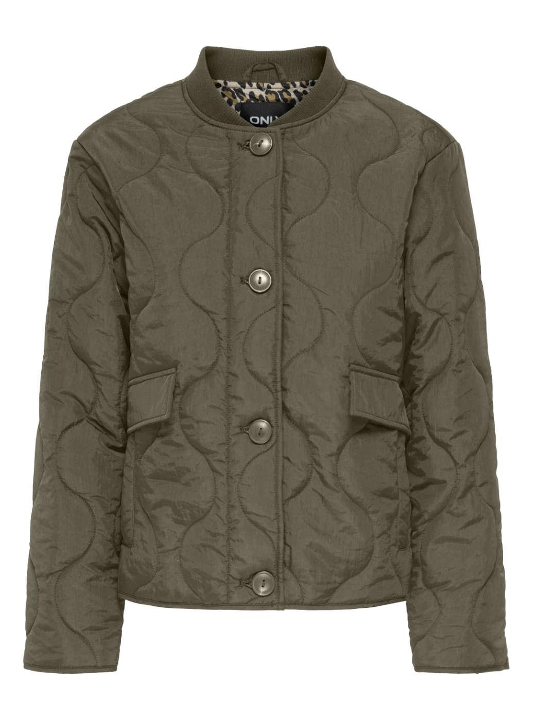 Chaqueta Only Salsa verde tejido guateado para mujer