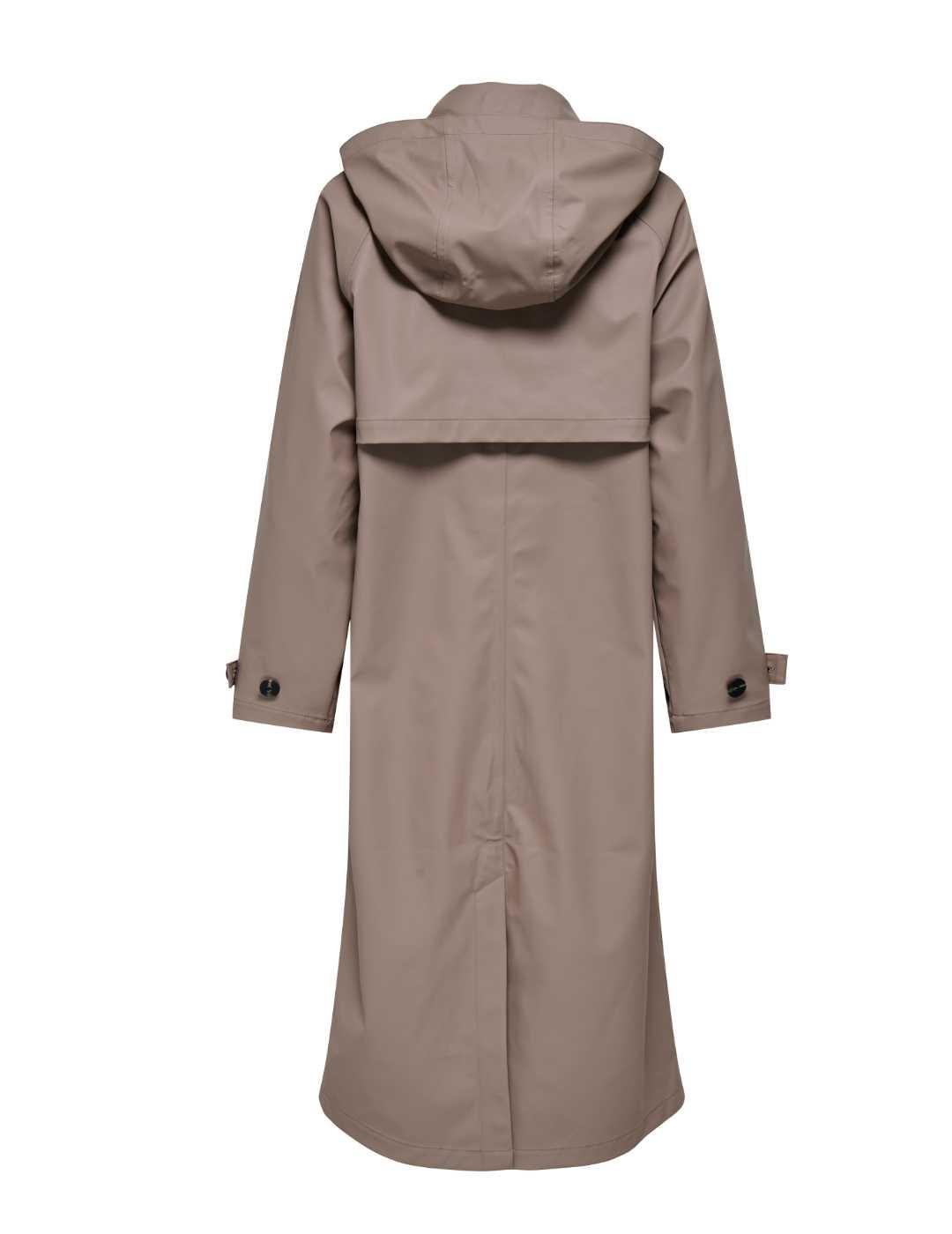 Gabardina larga Only Moss beige impermeable para mujer