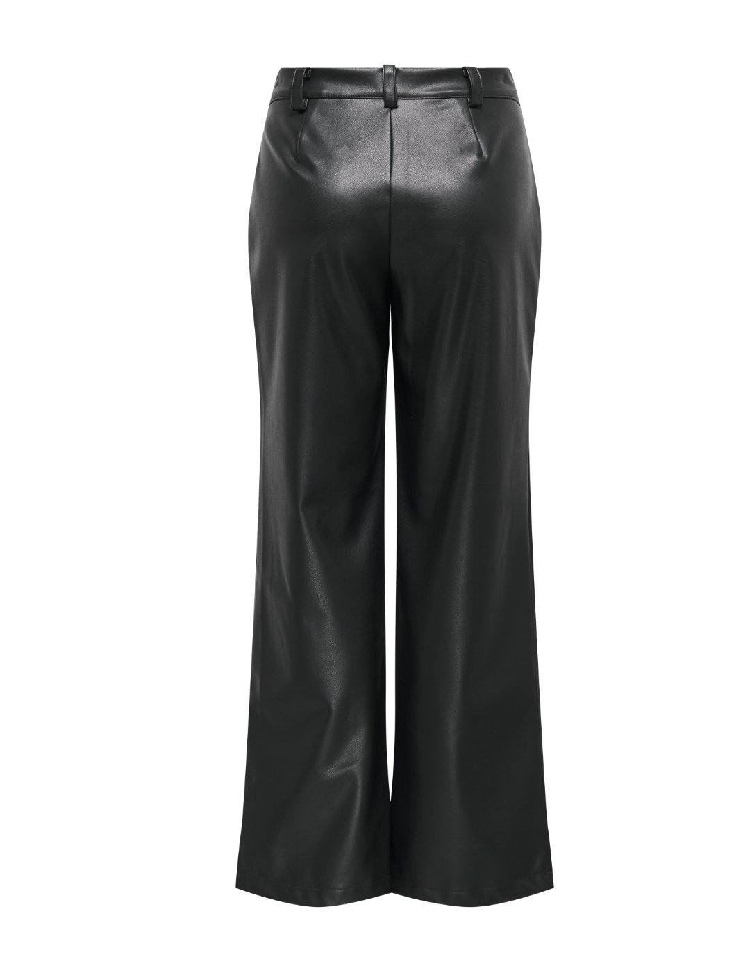 Pantalón Only Heidi negro polipiel wide leg para mujer