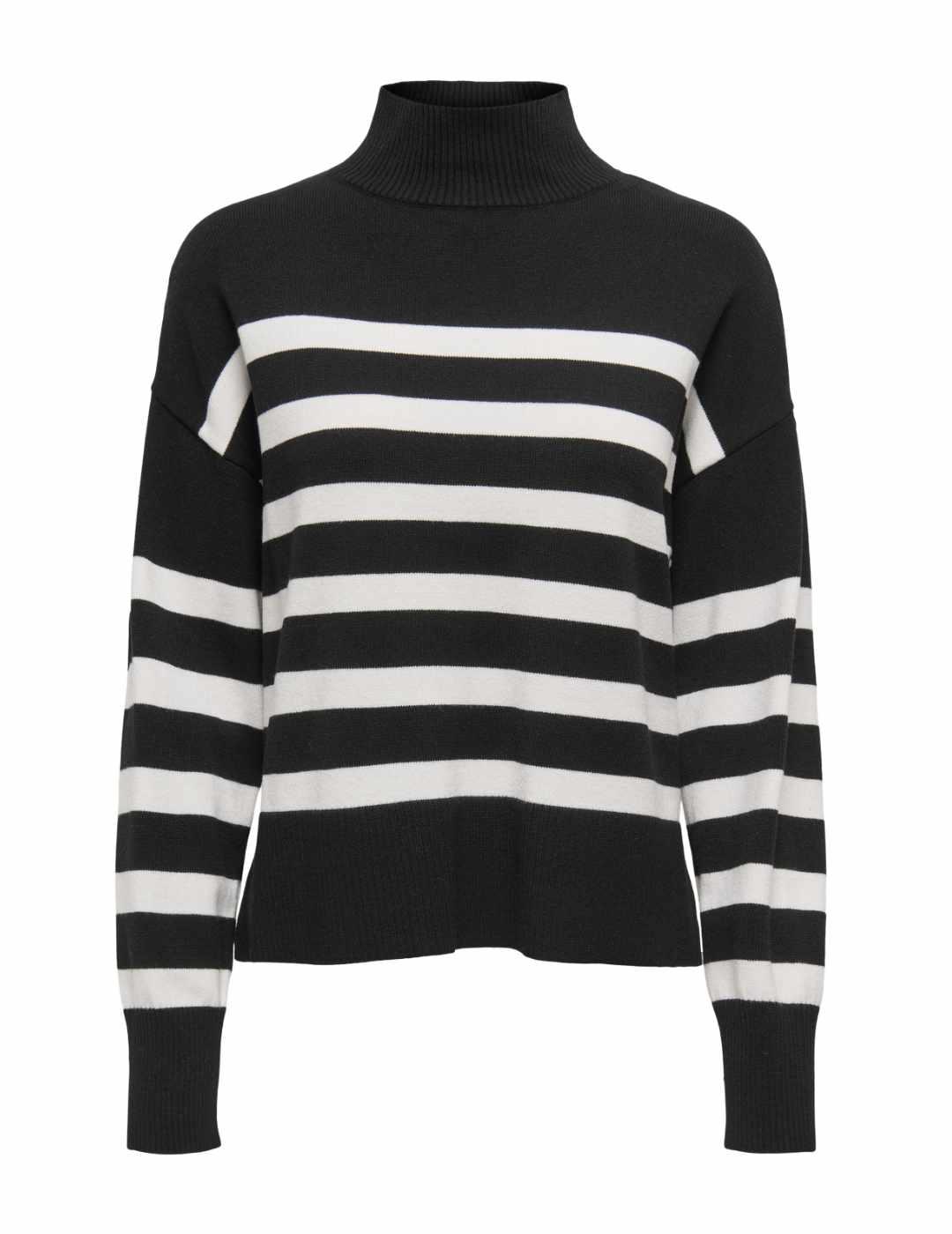 Jersey Only Bari negro rayas cuello alto para mujer