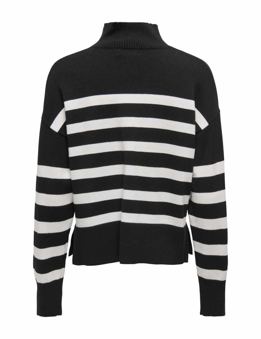 Jersey Only Bari negro rayas cuello alto para mujer