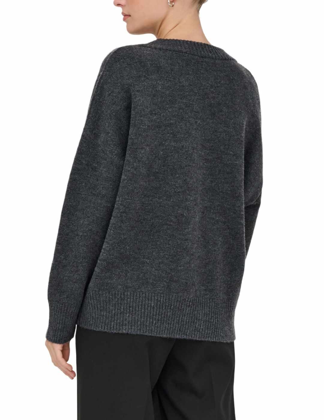 Jersey Only Mari gris escote V de punto para mujer