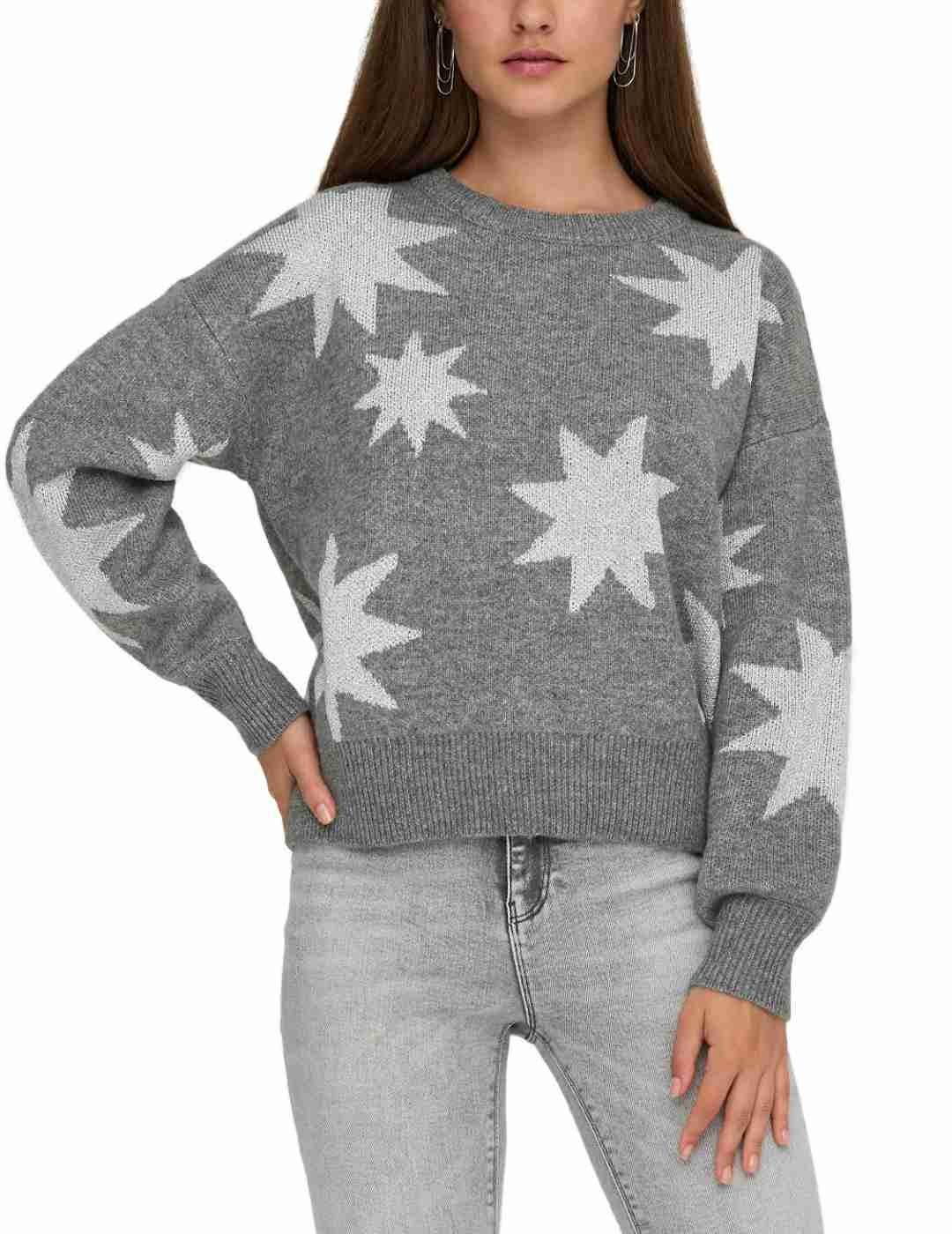 Jersey Only Rosie gris punto estrellas plata para mujer