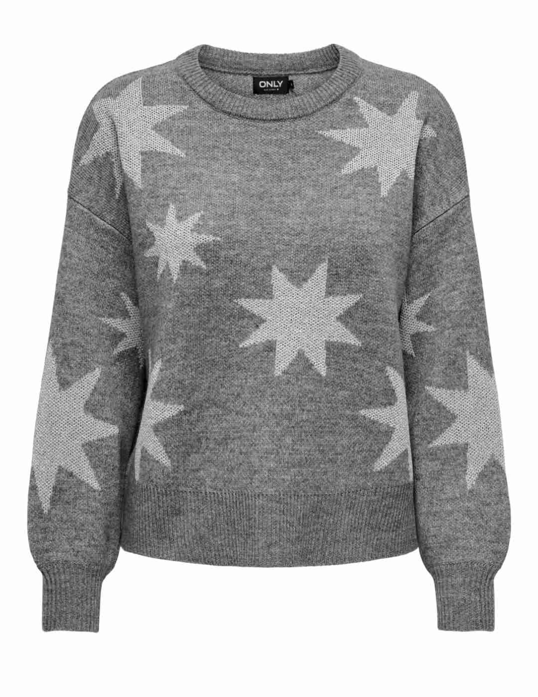 Jersey Only Rosie gris punto estrellas plata para mujer
