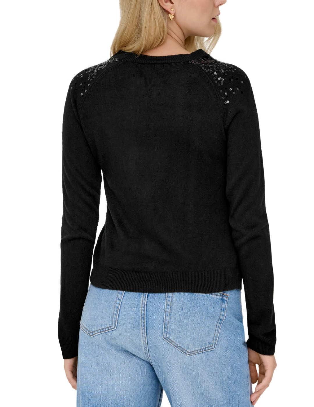 Jersey Only Starry negro punto lentejuelas para mujer