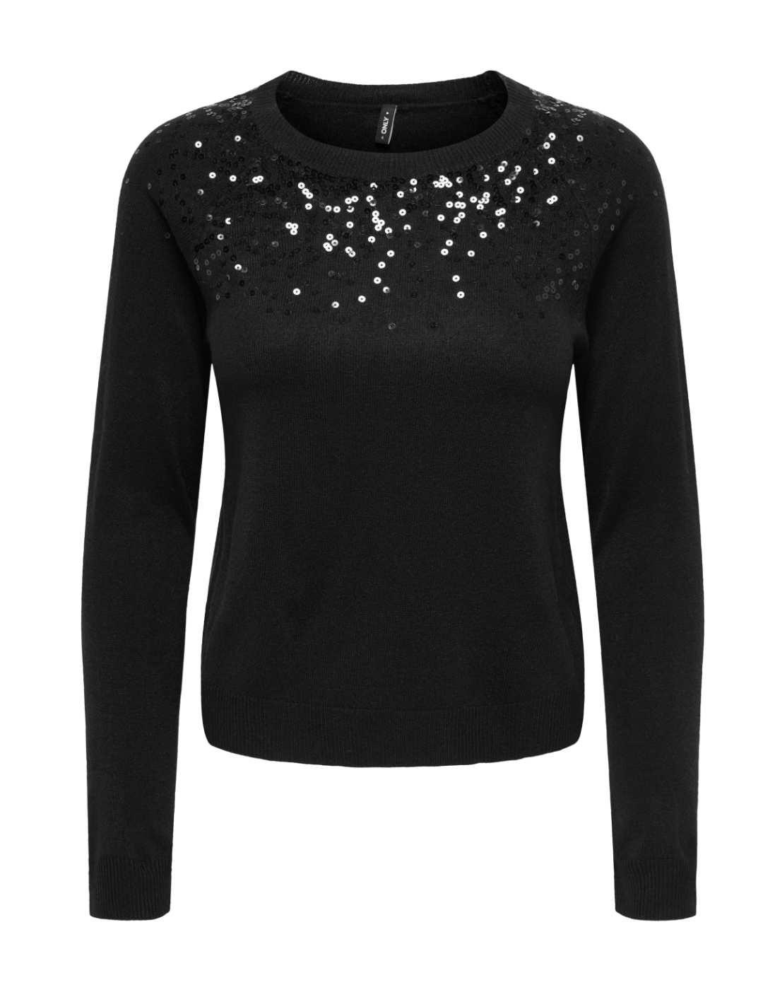 Jersey Only Starry negro punto lentejuelas para mujer