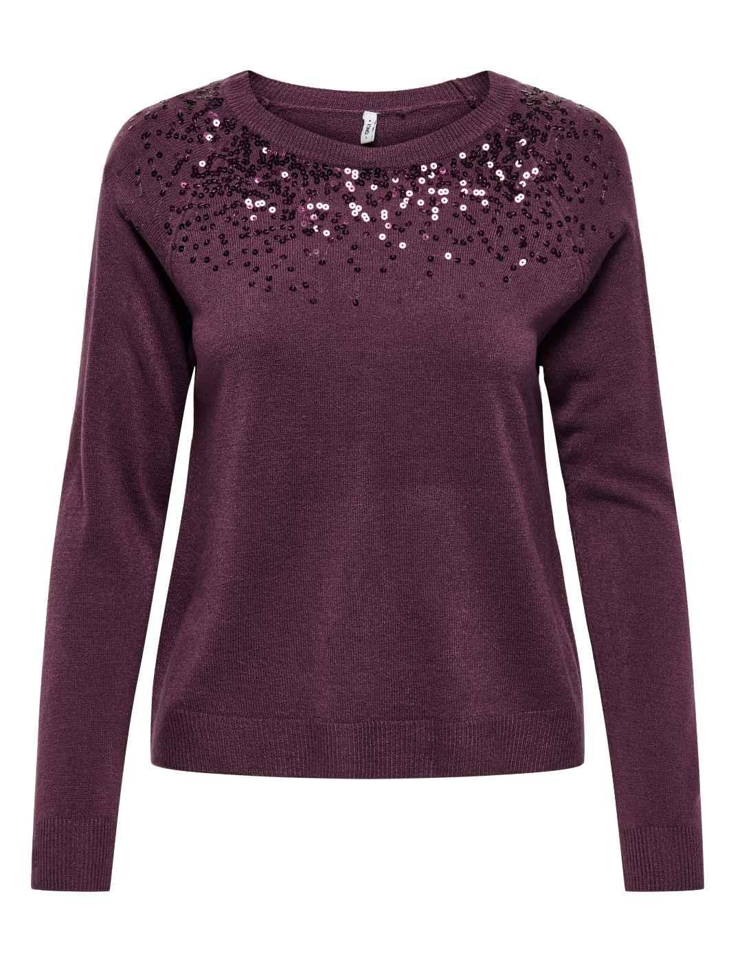 Jersey Only Starry granate punto lentejuelas para mujer