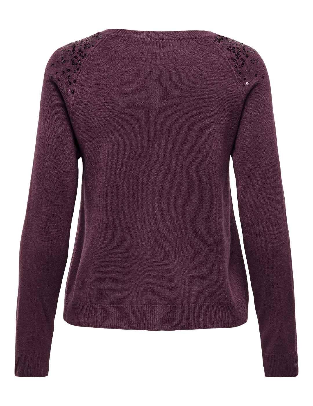 Jersey Only Starry granate punto lentejuelas para mujer