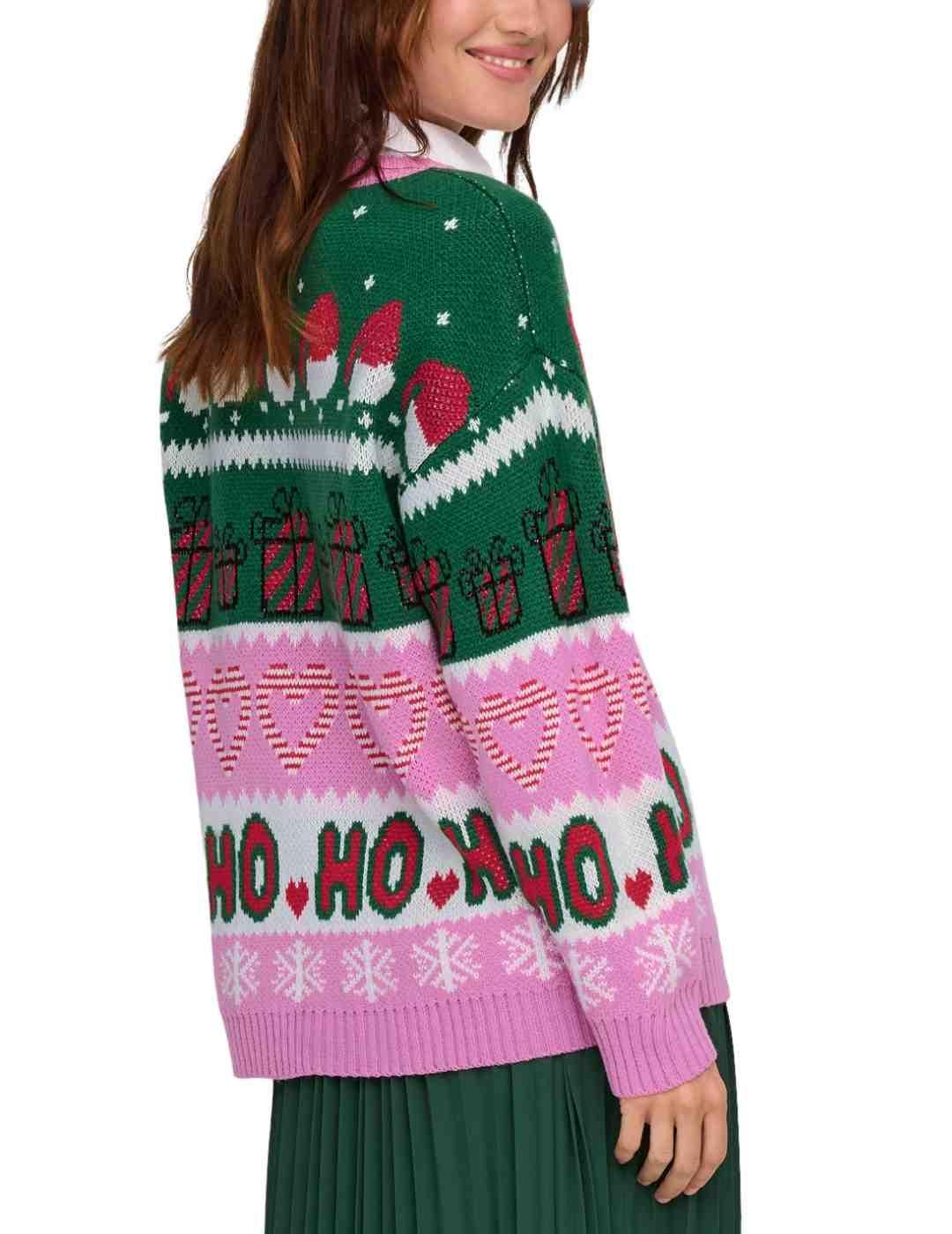 Jersey Only Xmas rosa y verde navideño para mujer