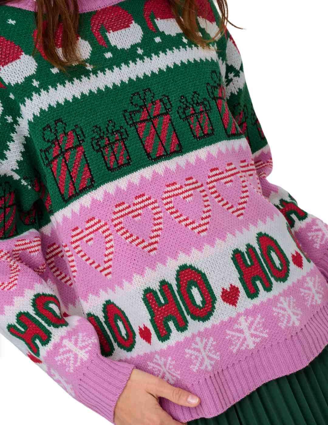 Jersey Only Xmas rosa y verde navideño para mujer