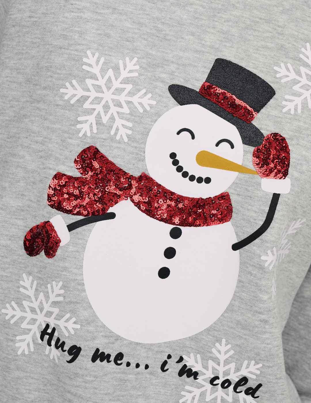 Sudadera Only Yda Xmas gris muñeco de nieve para mujer