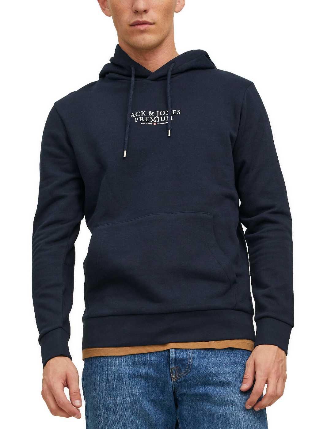 Sudadera Jack&Jones Bluarchie marino con capucha para hombre