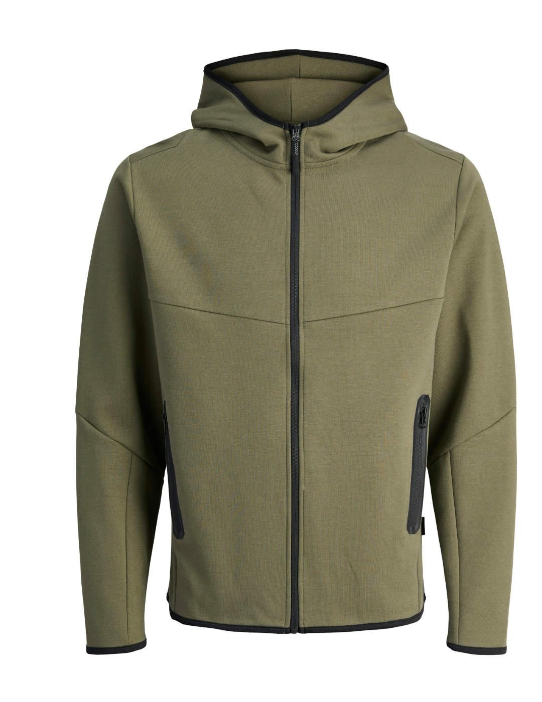 Sudadera Jack&Jones Cofusion verde cremallera para hombre
