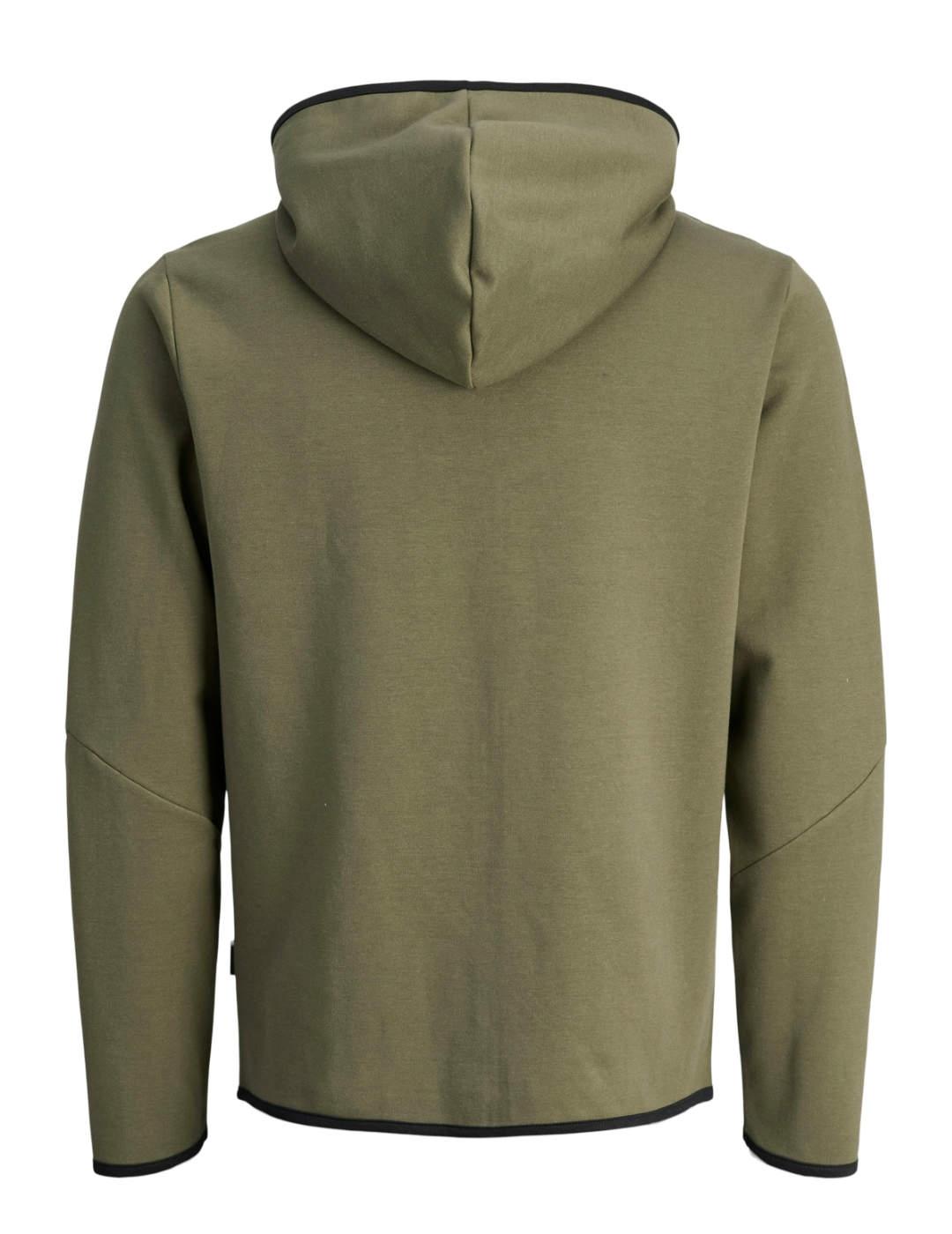 Sudadera Jack&Jones Cofusion verde cremallera para hombre