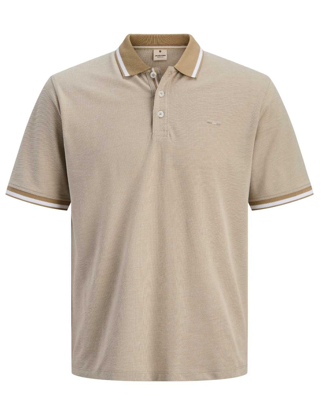 Polo Jack&Jones Blualves beige manga corta para hombre