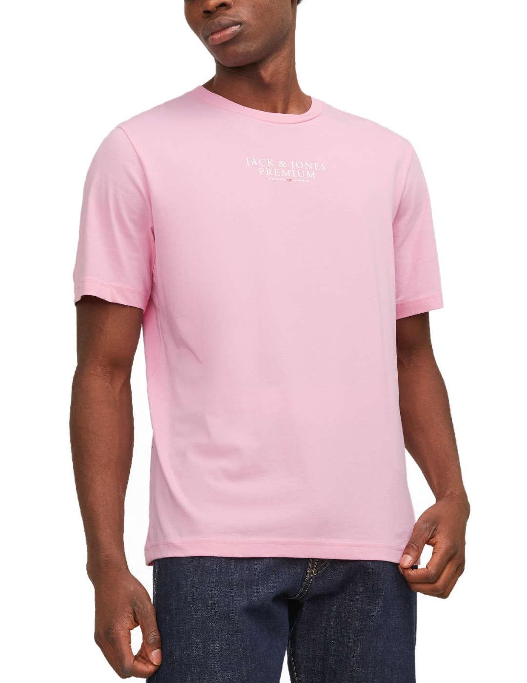 Camiseta Jack&Jones Bluarchie rosa manga corta para hombre