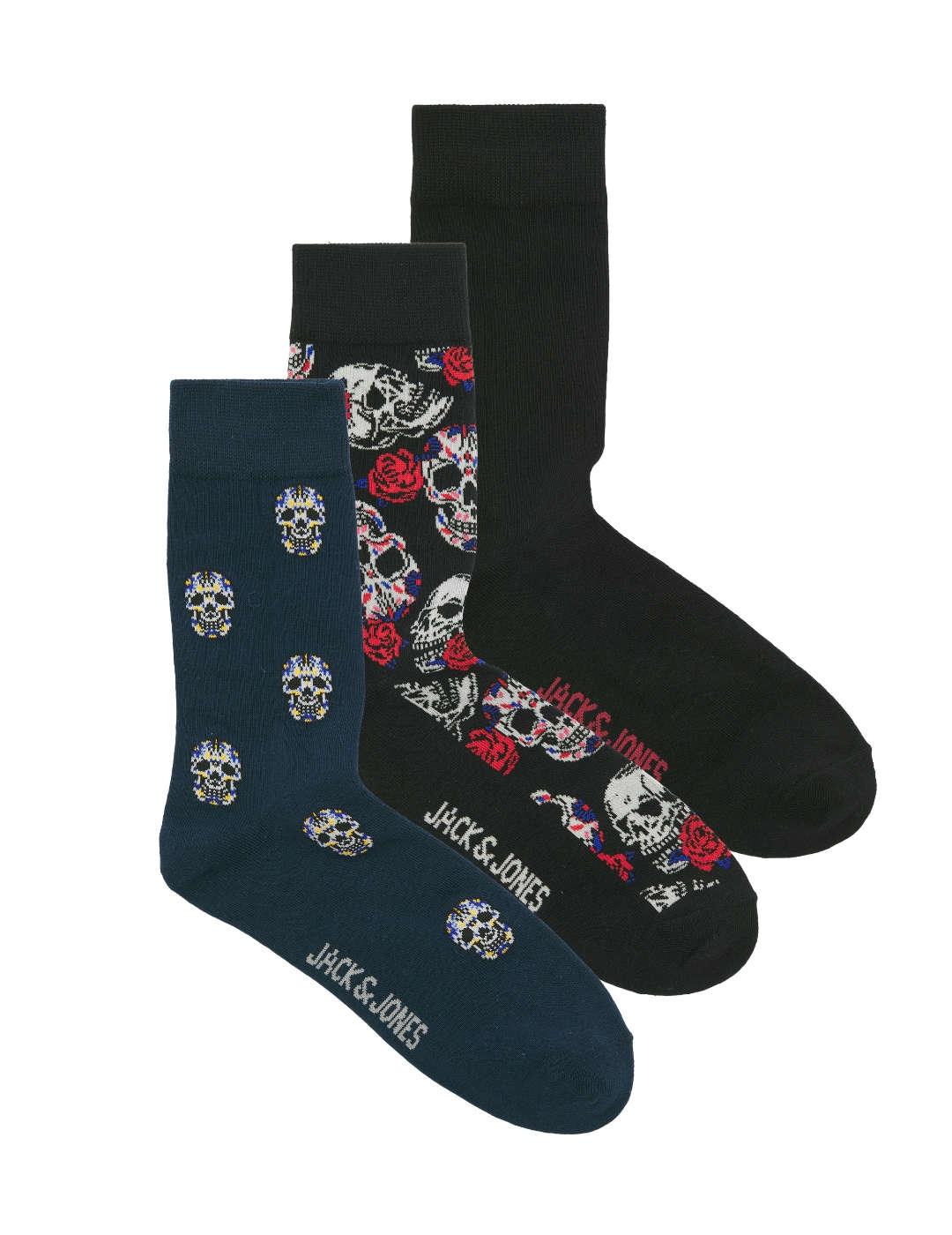 Calcetines Jack&Jones Smiley multicolor calaveras de hombre