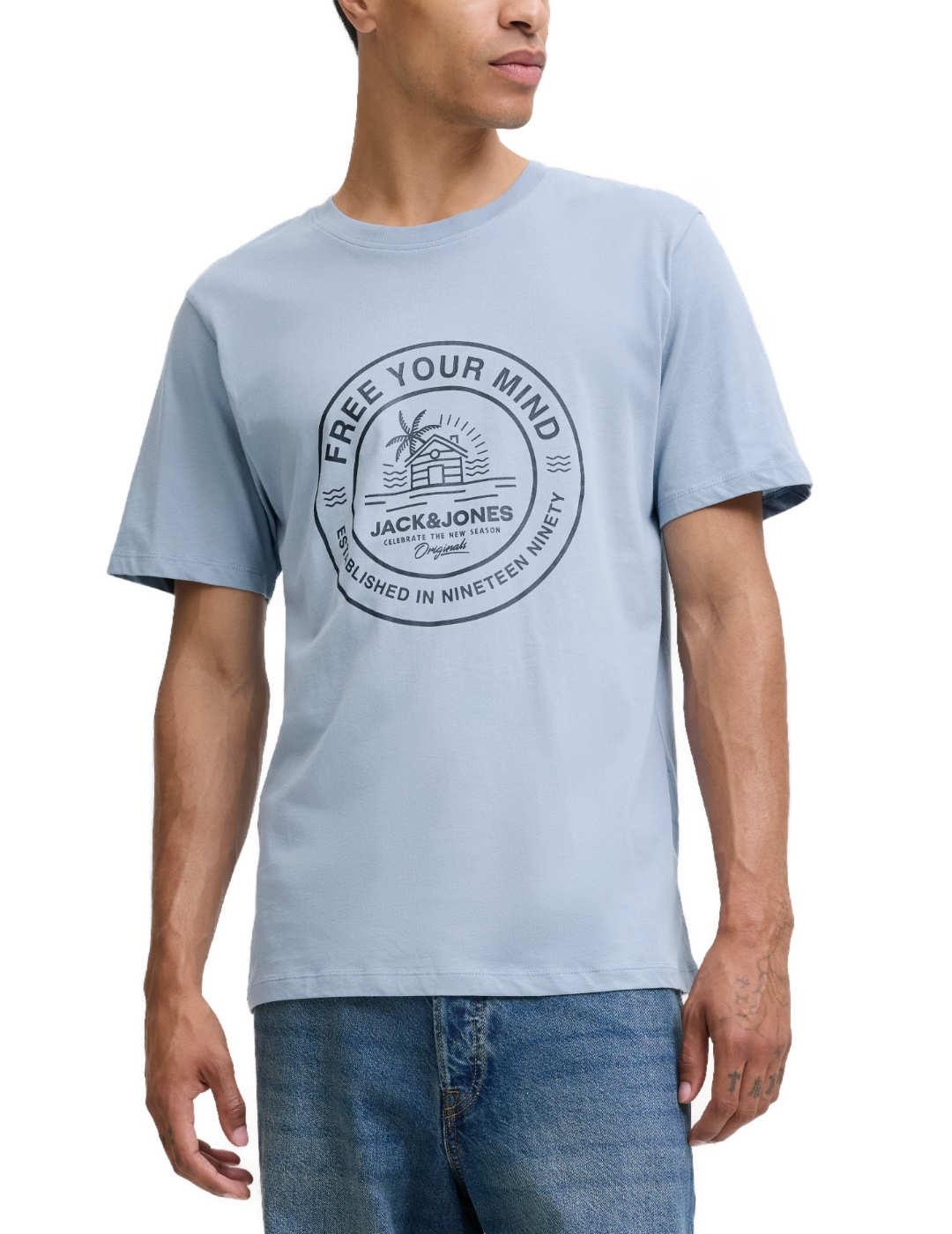 Camiseta Jack&Jones Maimi azul celeste manga corta de hombre