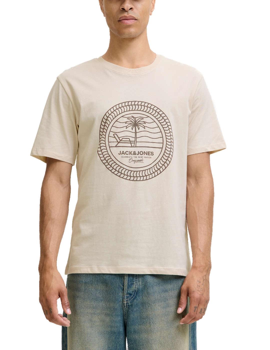 Camiseta Jack&Jones Maimi beige manga corta para hombre