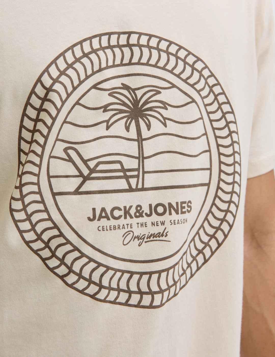 Camiseta Jack&Jones Maimi beige manga corta para hombre